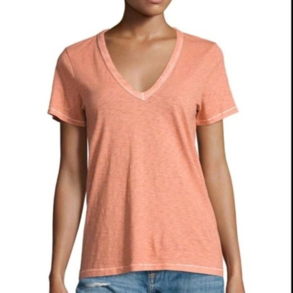 Rag & Bone Womens V-Neck T Shirt coral/orange